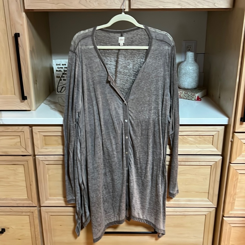 JAG oversized button up tunic; soft brown; XL